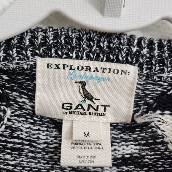 Gant By Michael‎ Bastian Sweater Mens Medium Gray Black Marled Knit Crewneck - Picture 2 of 8